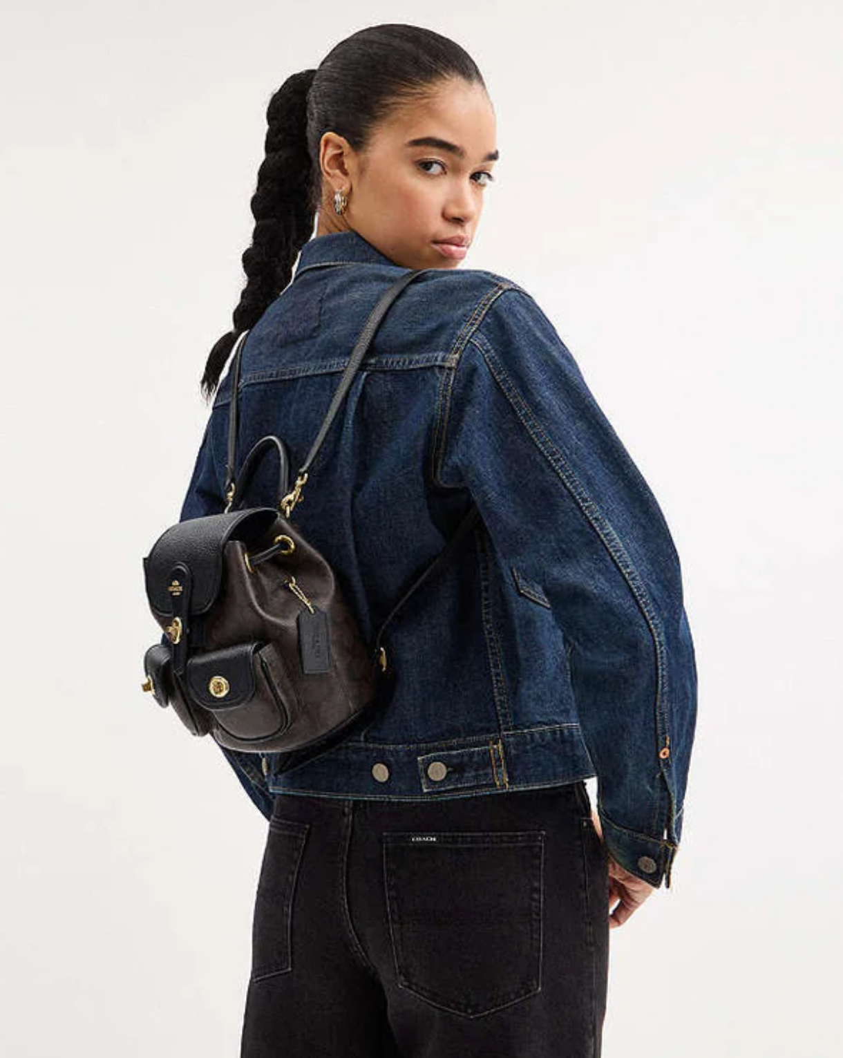 Coach Hadley Backpack In Signature Canvas Signature Canvas-Gold-Walnut-Black