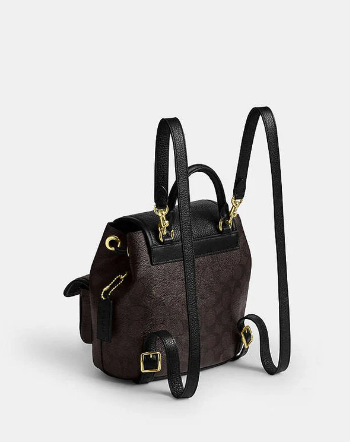 Coach Hadley Backpack In Signature Canvas Signature Canvas-Gold-Walnut-Black